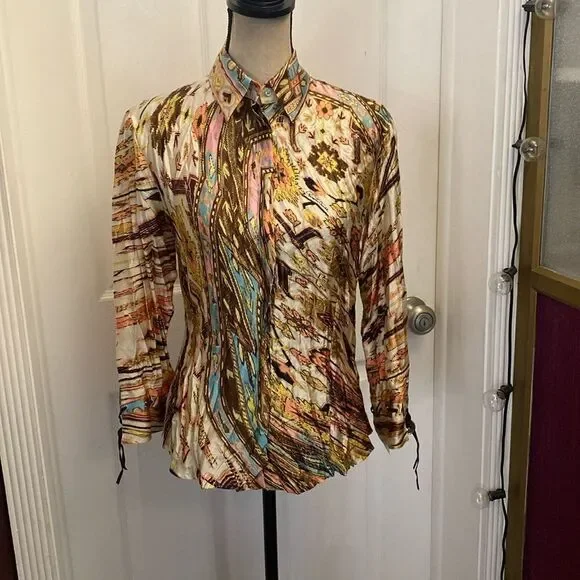 NWT Roberto Cavalli 100% silk blouse, S - Picture 5 of 14